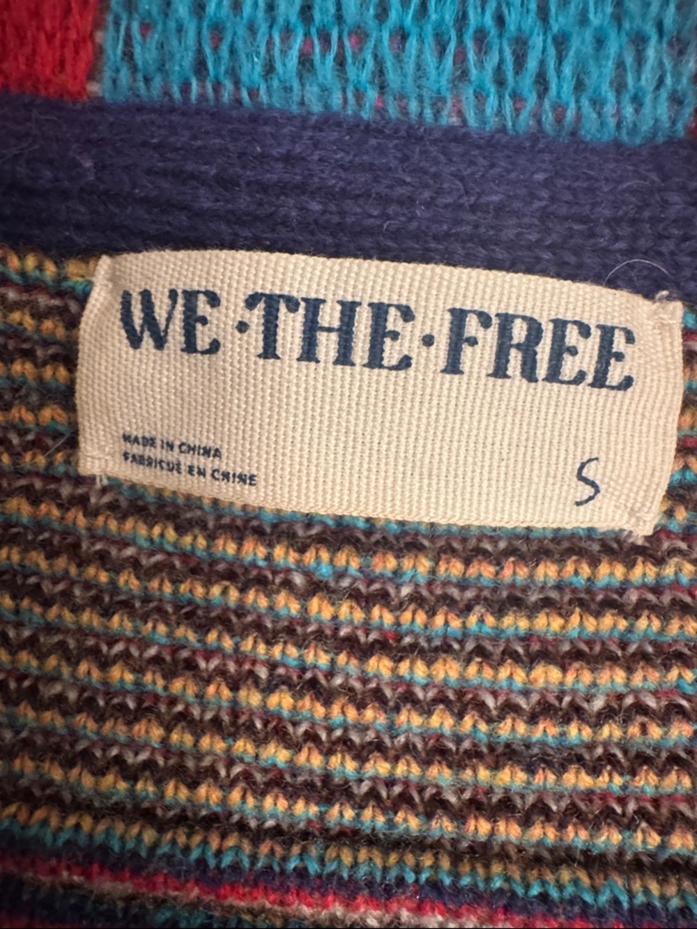 We The Free Multicolor Turquoise, Red & Navy Button-Snap Knit Sweater - Picture 2 of 7